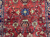 Antique Persian Farahan Sarouk Rug 3.6 x 5, Red, Floral, Traditional Rug, Fine 210 KPSI