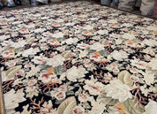 Palace Size Needlepoint Rug 13x17, Extra Large Wool Floral Handmade Carpet, European Design, Botanical