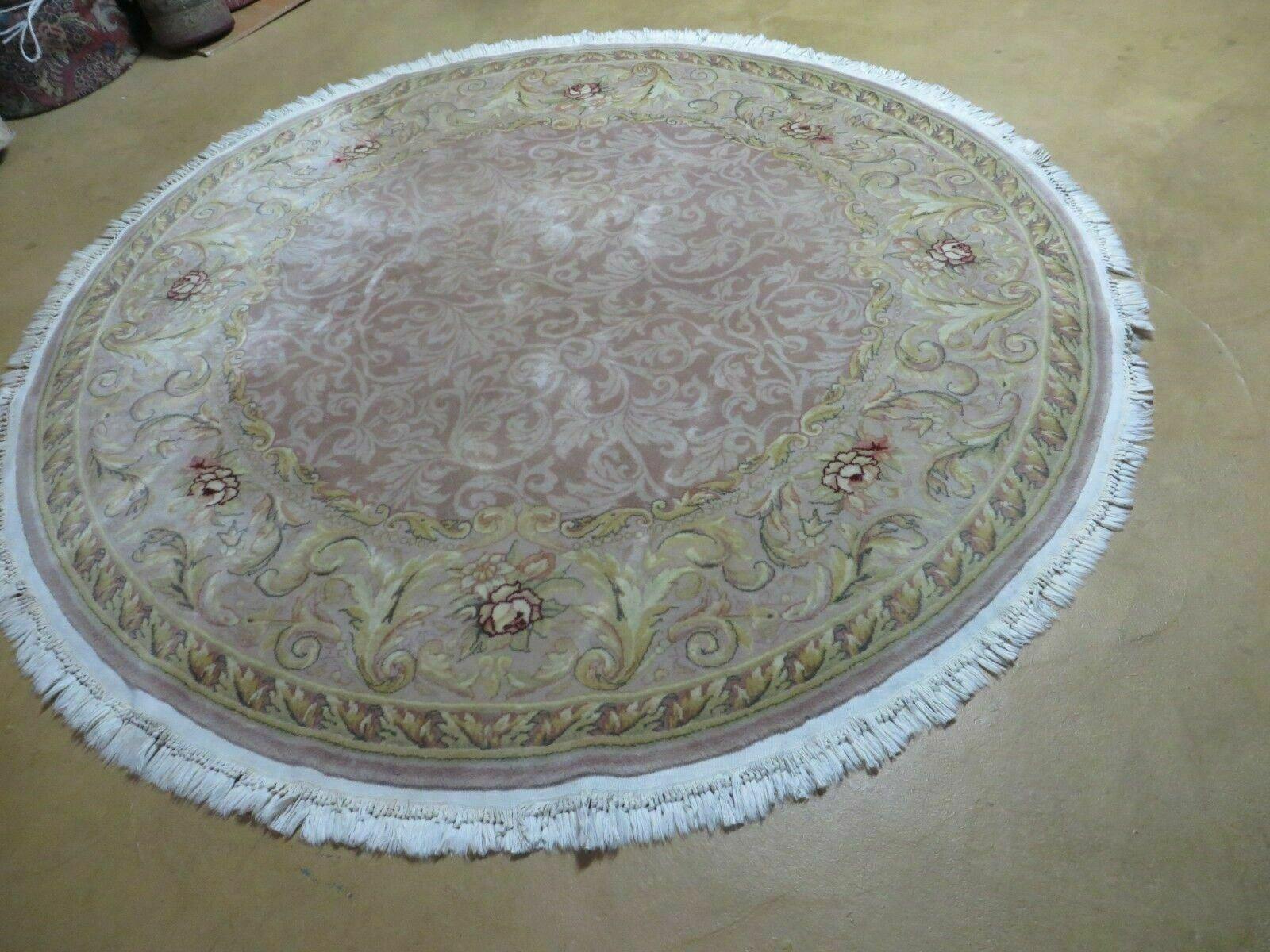 6' X 6' Round Handmade Fine Chinese Floral Oriental Silk Wool Rug Carpet Nice