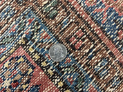 Antique Persian Tribal Rug 5x7, Navy Blue & Pink, Hand Knotted Handmade 1920s Wool Rug, Allover Pattern, Persian Hamadan Rug