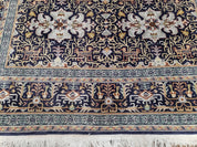 Persian Kashan Rug, Navy Blue, Hand-Knotted, Wool, 4' 8" x 7' 4", Pair A