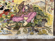 Persian Tabriz Pictorial Rug 5x3, Hafez Poetry In Border, Very Fine Hand Knotted Carpet, Wall Hanging Wool Oriental Carpet 3x5, Highly Detailed