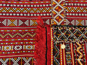 Moroccan Kilim Rug 4x8, Flatweave, Bohemian, Red Ivory Orange