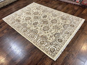 Indo Mahal Rug 6x9, Indian Carpet 6 x 9 ft, Light Green and Ivory, Floral Allover, Wool Oriental Carpet, Traditional Rug, Handmade