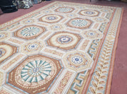 New Chinese Needlepoint Rug 8x14 - 9x14, French European Panel Design, Elegant Dining Room Rug, Flatweave Hand Woven Carpet, Handmade, Wool