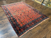 Antique Persian Tribal Rug 5 x 6.6, Tomato Red, Hamadan Angelas Rug
