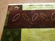 6' X 9' Modern Handmade Tibetan Nepal Wool & Silk Rug Decorative Abstract Gold