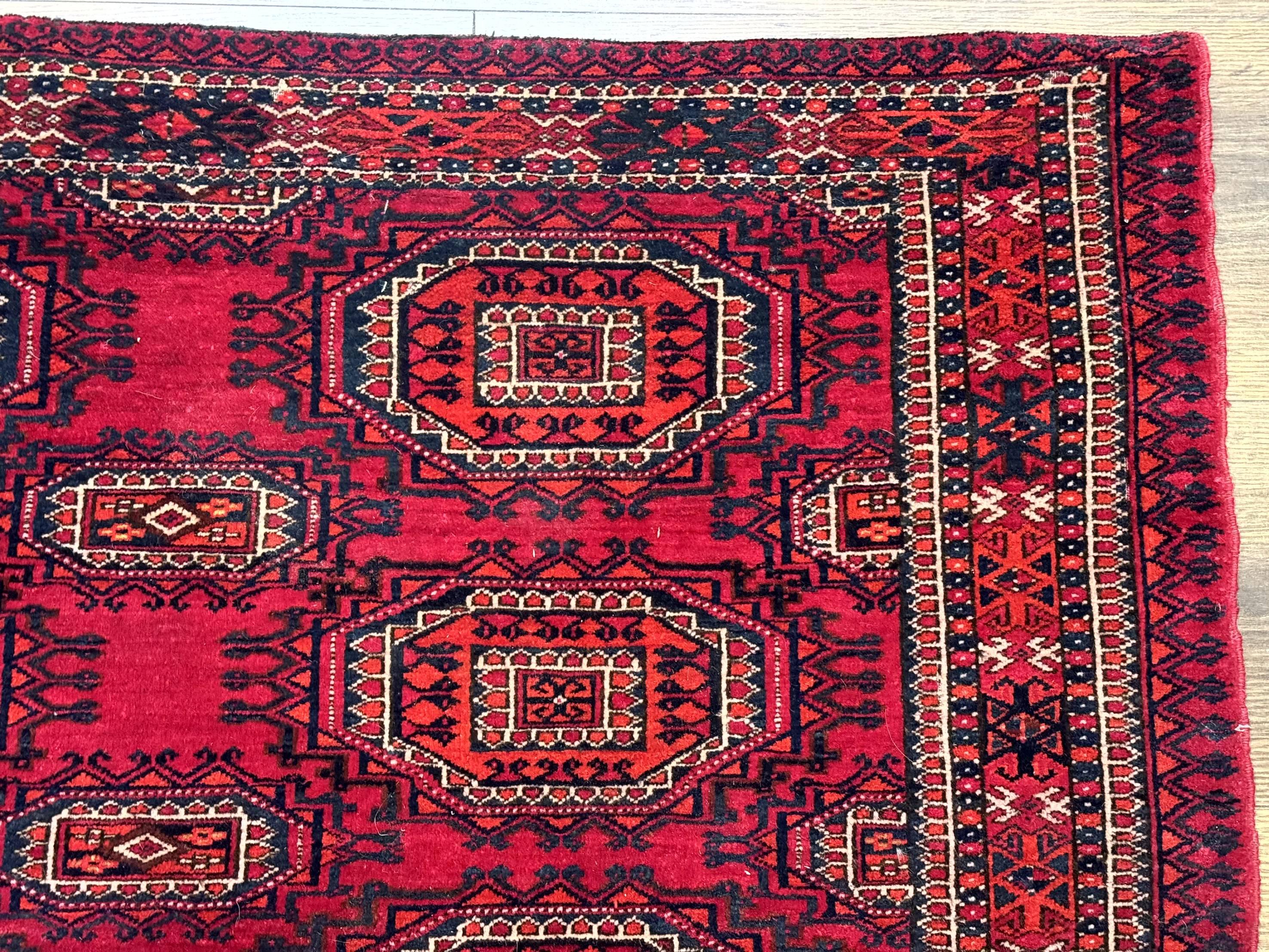 Antique Turkoman Salor Rug, Turkoman Textile, Fine 400 KPSI, Red, Persian Tribal Rug