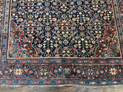 Persian Rug 4x7 Antique Sarouk Farahan Carpet, Navy Blue and Red Wool Rug