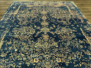 Area Rug 8x10 High Quality Handmade Oriental Carpet, Modern Contemporary Rug, Rug for Living Room, Wool Rug, Blue and Gold, Pakistani Rug