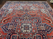 Antique Persian Heriz Rug – 11x16 Palace Size, Geometric Medallion, 1920s