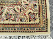 12' X 18' One-of-a-Kind Indian Agra Hand-Knotted Wool Rug Handmade Organic Dyes