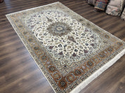 Wonderful Persian Tabriz Rug 7x10, Floral Medallion, Very Fine Oriental Carpet, Ivory