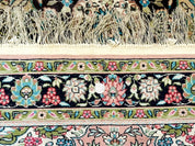 Indian Kashmiri Silk Rug 3x5, Floral Medallion, Fine 200 KPSI