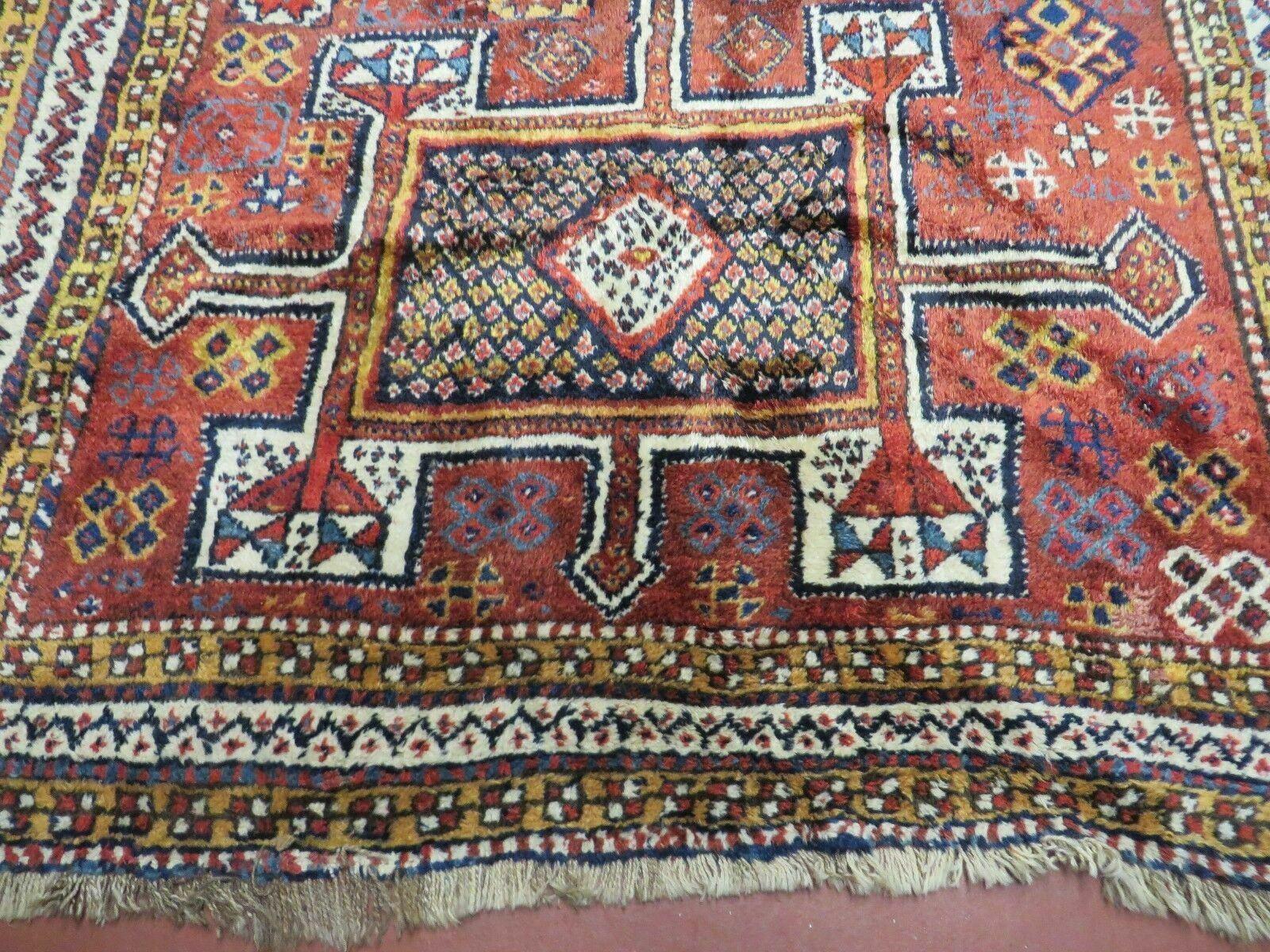 Antique Moroccan Runner Rug 4x9, Wide Runner, Hand Knotted Tribal Oriental Carpet, Hallway Rug, Geometric Medallions, Red, Bohemian Rug Nice