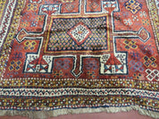 Antique Moroccan Runner Rug 4x9, Wide Runner, Hand Knotted Tribal Oriental Carpet, Hallway Rug, Geometric Medallions, Red, Bohemian Rug Nice
