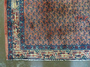 Antique Persian Seraband Runner 3.7 x 11 - Red, Wool, Mir Pattern