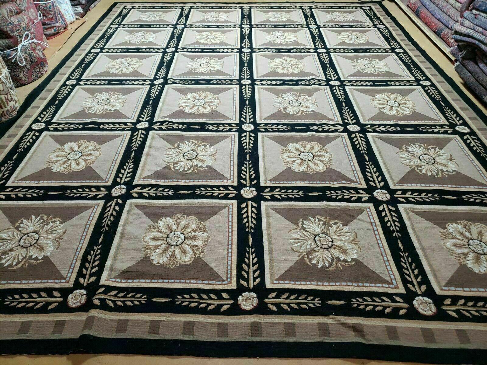 9' X 12' Handmade English Aubusson Savonnerie Design Needlepoint Wool Rug Nice