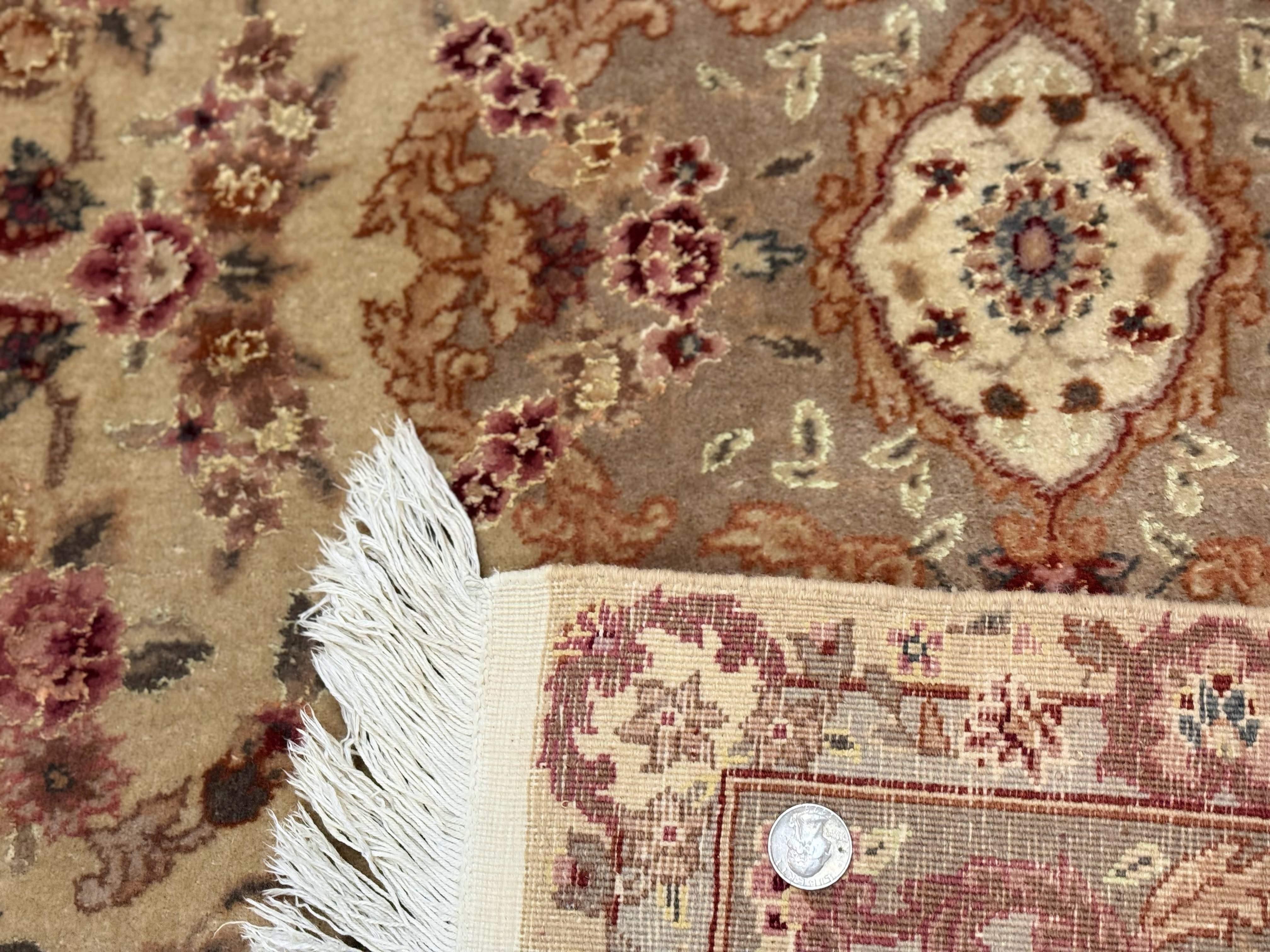 Sino Persian Rug 4x6, Wool and Silk Highlights, Fine 200 KPSI