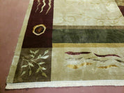 6' X 9' Modern Handmade Tibetan Nepal Wool & Silk Rug Decorative Abstract Gold