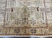 Pakistani Oushak Rug 6 x 9.6, Handmade Wool Peshawar Carpet, Farmhouse Rug