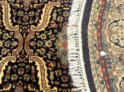 Round Indo Persian Rug 6x6, Indian Bidjar Rug, Navy Blue and Beige