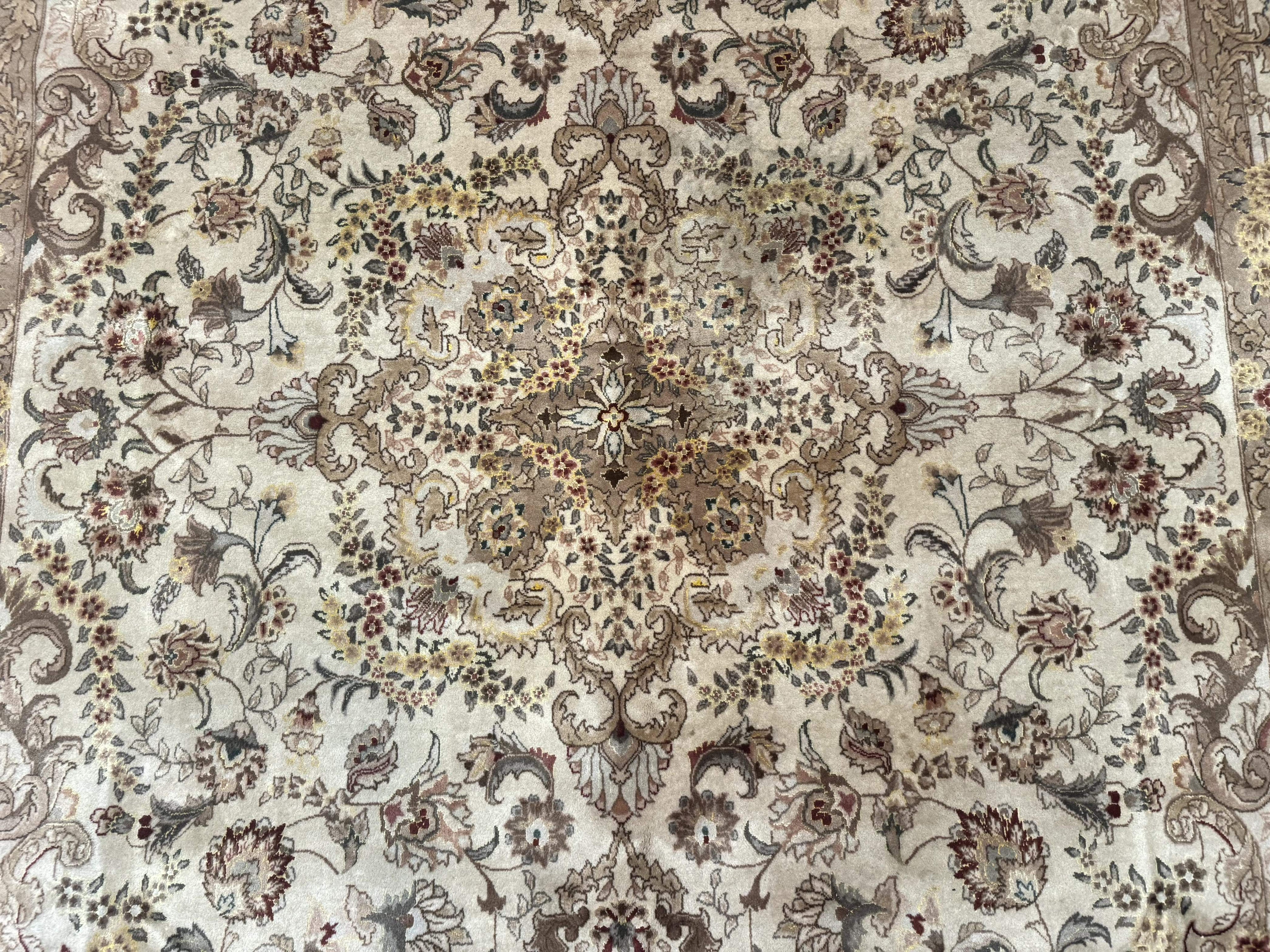 Sino Persian Rug 8x12, Wool & Silk, Traditional Elegant Carpet, Fine 200 KPSI