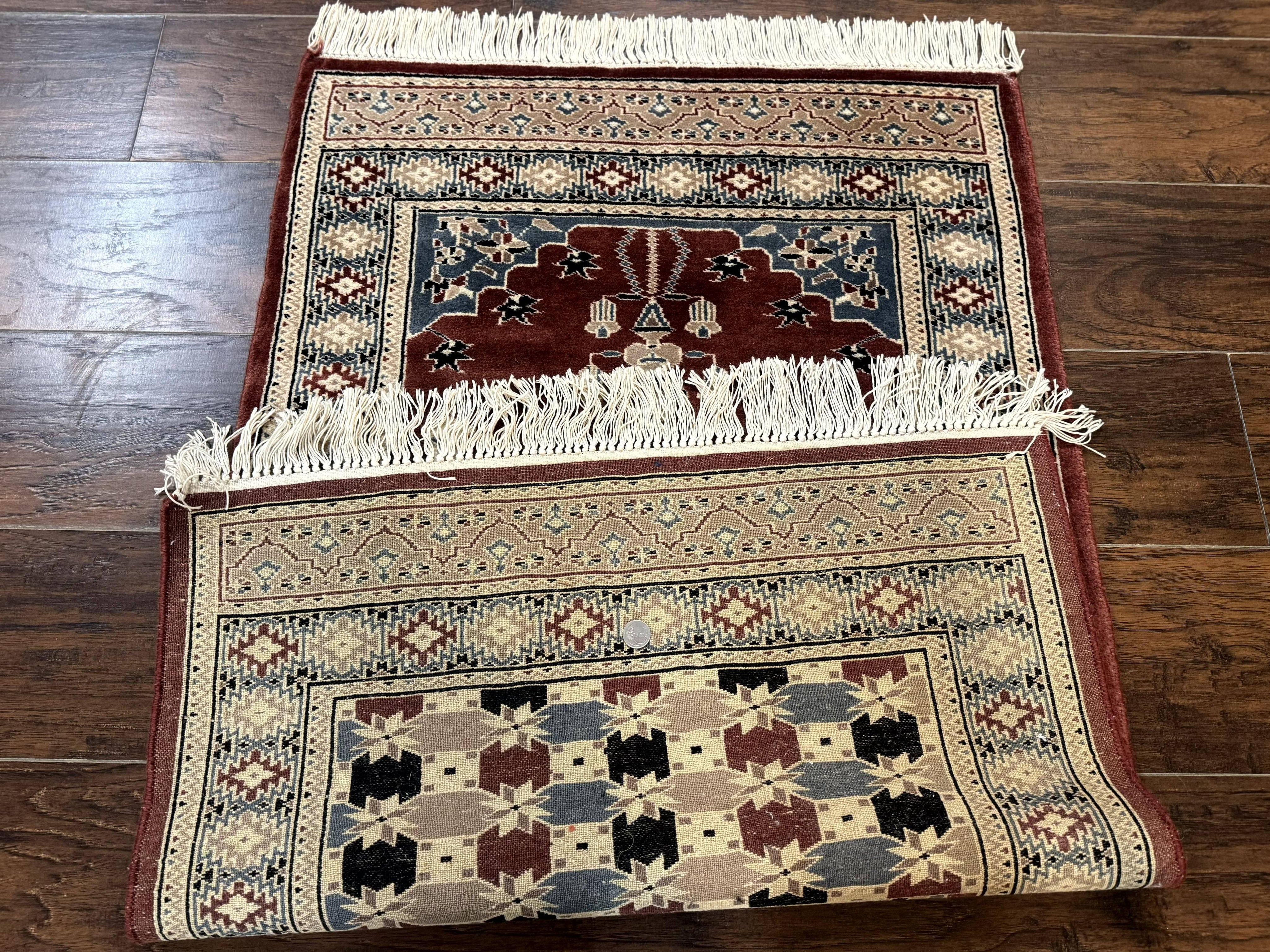 Small Pakistani Bokhara Prayer Rug 2.7 x 4