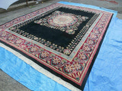 9' X 12' Decorative Chinese Aubusson Hand Knotted Pile Wool Rug Black Nice