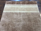 Indo Gabbeh Rug 5x8, Contemporary Wool Stripped Modern Area Rug, Hand Knotted Medium Sized Carpet