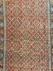 Antique Persian Bidjar Rug 5x7, Repeated Allover Herati Pattern, Red, Handmade Wool Carpet