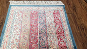Paisley Pattern Silk Rug, Boteh Design, All Silk Accent Rug, Oriental Carpet, Very Detailed, 2' 8" x 4' 1", New, Bamboo Silk
