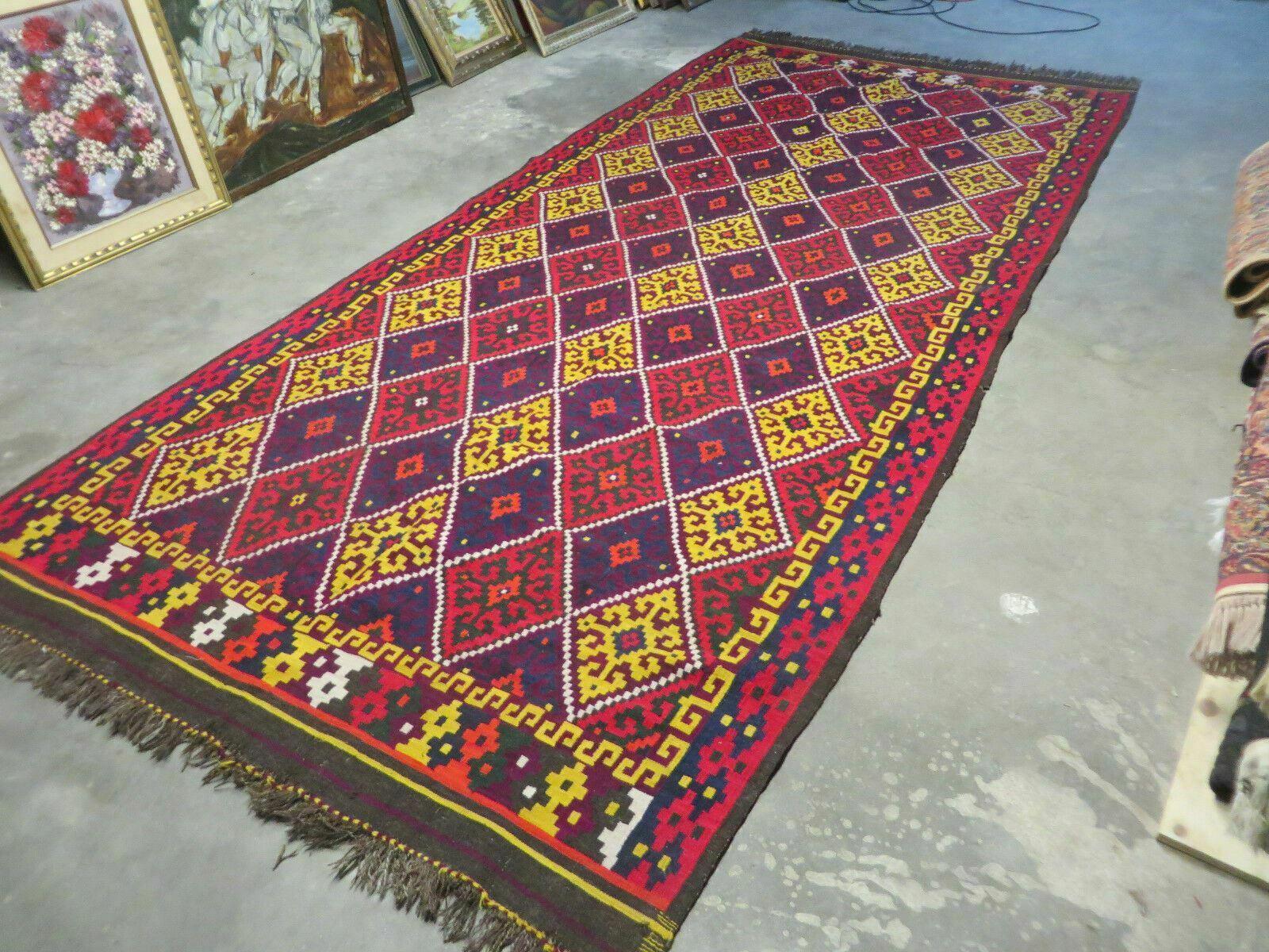 6' X 13' Antique Turkish Kilim Handmade Flat Weave Wool Rug Veg Dye