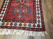 Antique Persian Heriz Karajeh Runner Rug, Red, Hand-Knotted, Wool, 3' 3" x 10' 11"