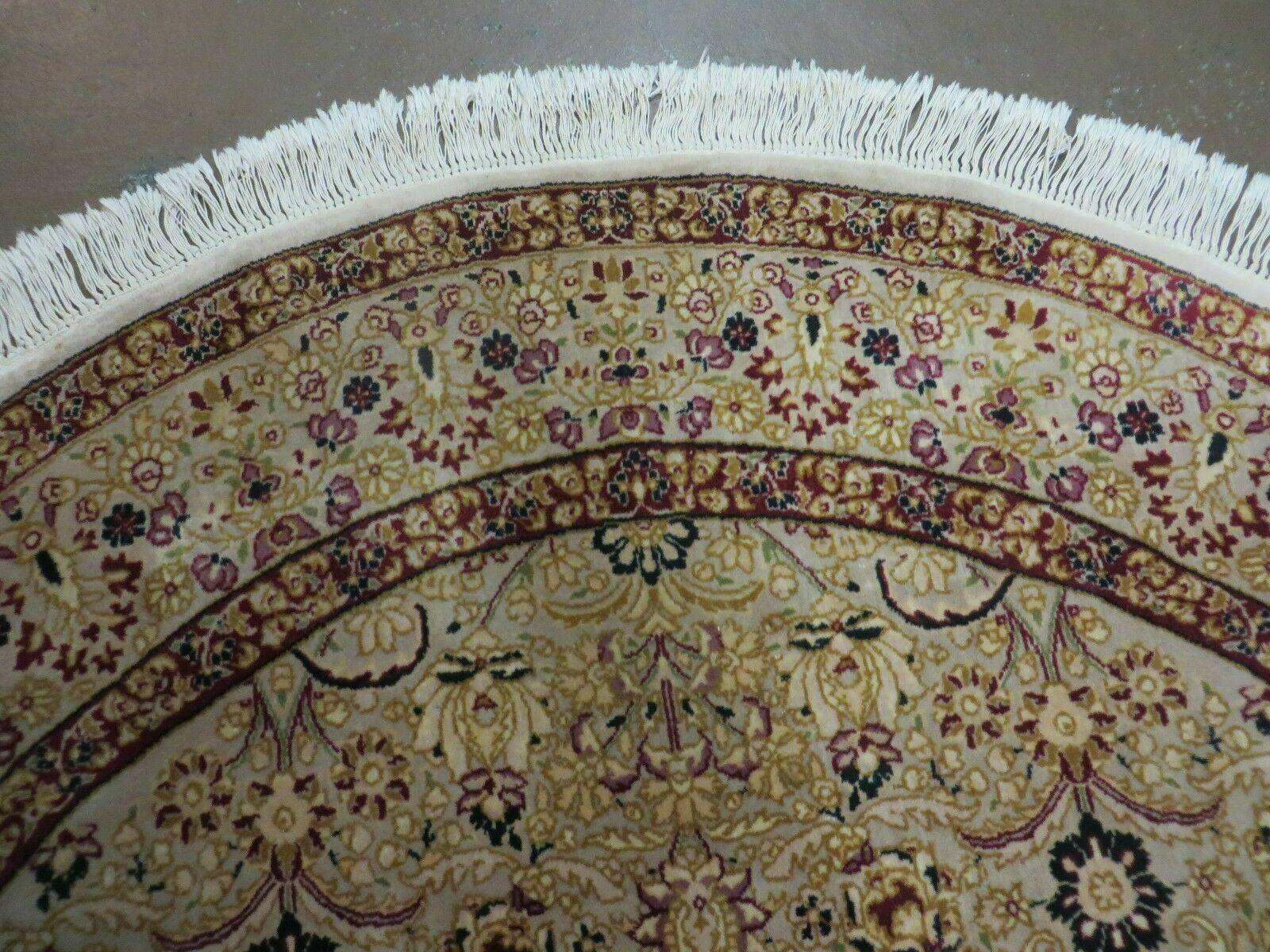 6' Handmade Fine Indian Wool Rug Carpet Round Silk Accent Beauty