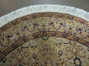 6' Handmade Fine Indian Wool Rug Carpet Round Silk Accent Beauty