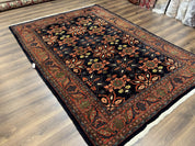 Wonderful Persian Rug 7x10, Navy Blue and Red, Allover Floral Pattern, Bidjar Carpet, Authentic Oriental Rug 7 x 10, Wool Hand Knotted Rug