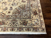 Sino Persian Rug 8x10, Wool and Silk Highlights, 290 KPSI, Floral Medallion