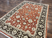 Pakistani Oriental Rug 6x9, Red, Floral Allover, Handmade Wool Rug, Peshawar Chobi Rug, Pak Persian Carpet 6 x 9