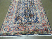 3'7" X 10' Antique Handmade India Floral Oriental Wool Runner Rug Organic Blue