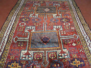 Antique Moroccan Runner Rug 4x9, Wide Runner, Hand Knotted Tribal Oriental Carpet, Hallway Rug, Geometric Medallions, Red, Bohemian Rug Nice