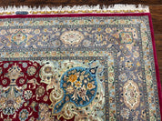 Stunning Persian Tabriz Rug 5x7, Signed by Masterweaver, Maroon, Floral Medallion, Ultra Fine 70 Raj 625 KPSI, Kork Wool Silk Foundation, Handmade