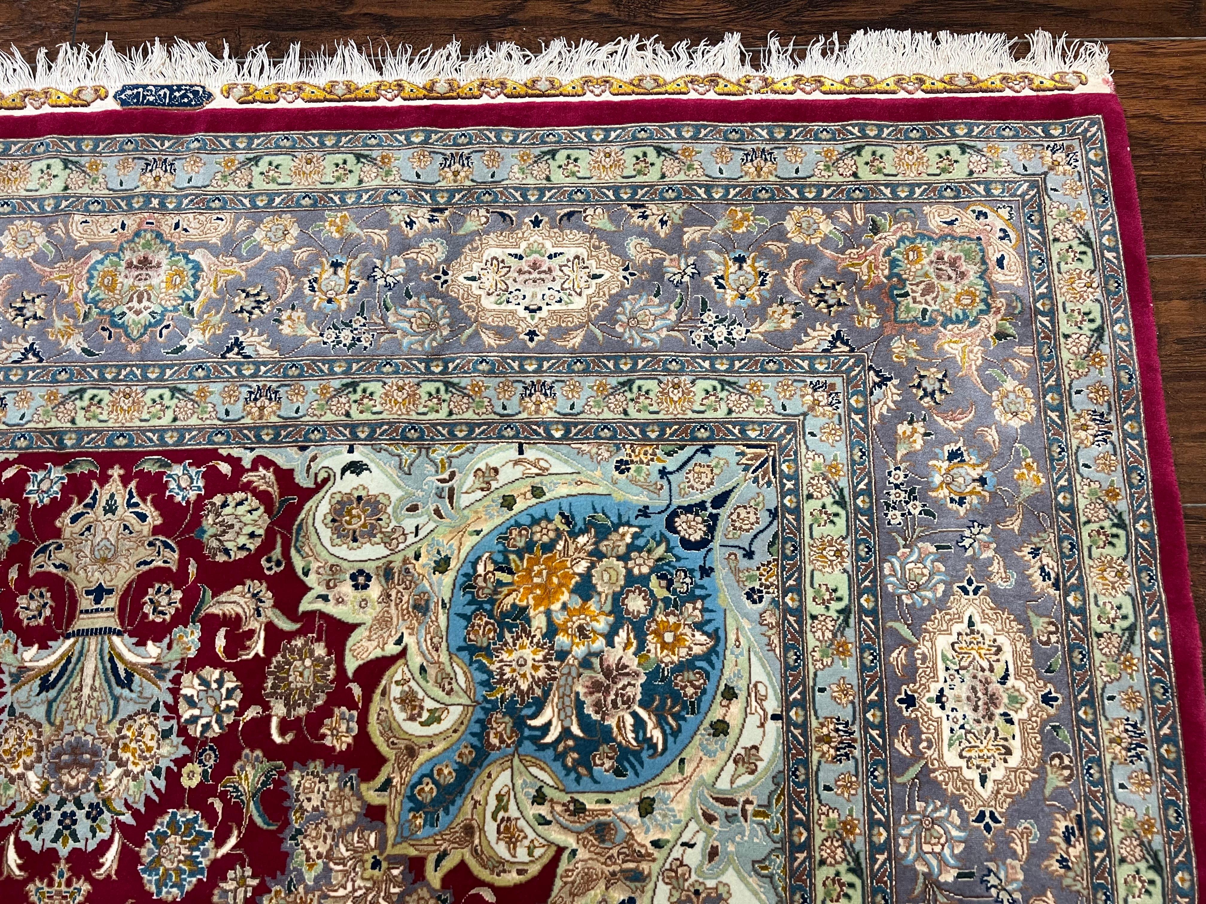 Stunning Persian Tabriz Rug 5x7, Signed by Masterweaver, Maroon, Floral Medallion, Ultra Fine 70 Raj 625 KPSI, Kork Wool Silk Foundation, Handmade