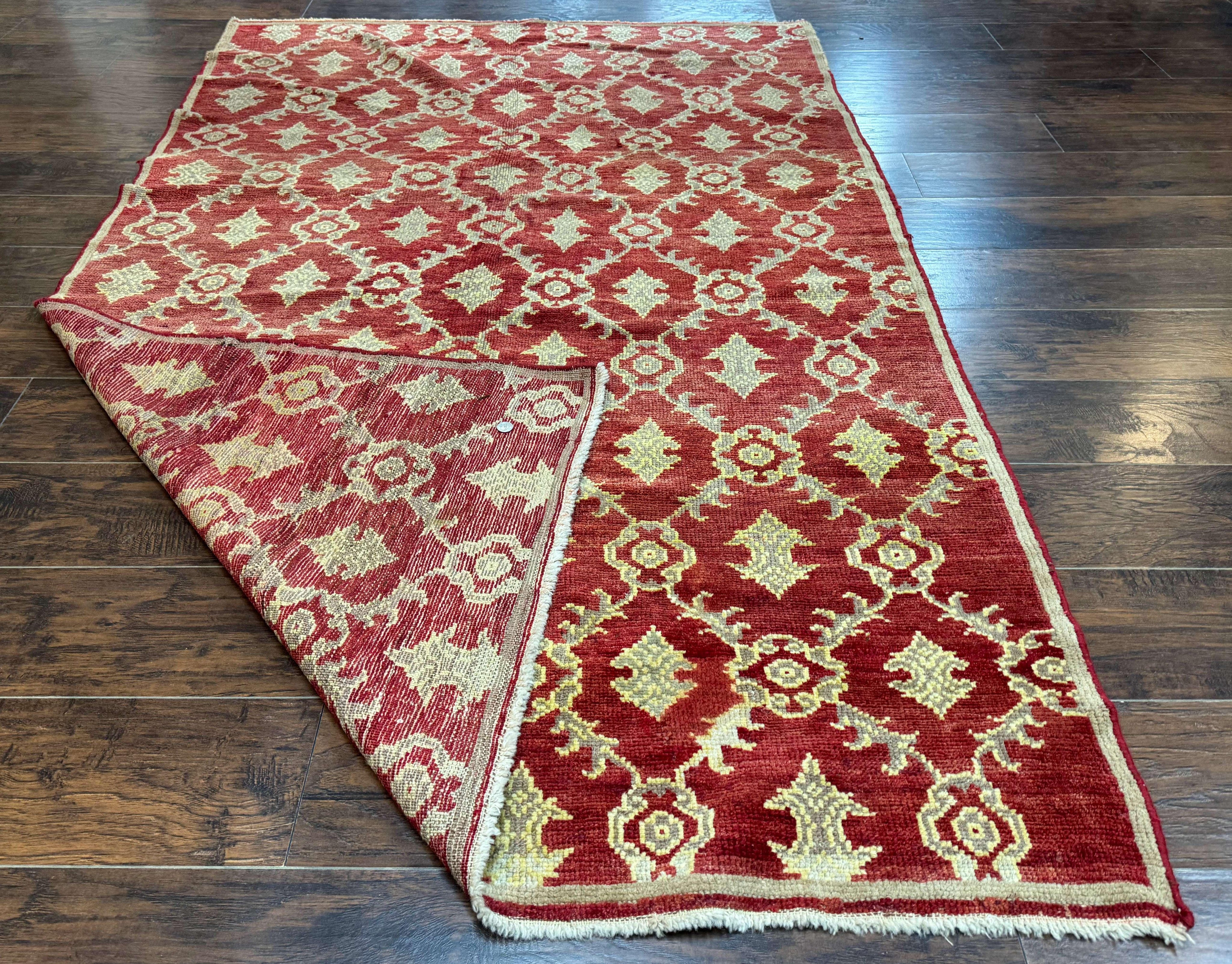 Modern Turkish Oushak Rug 5x8, Brick Red