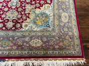 Stunning Persian Tabriz Rug 5x7, Signed by Masterweaver, Maroon, Floral Medallion, Ultra Fine 70 Raj 625 KPSI, Kork Wool Silk Foundation, Handmade