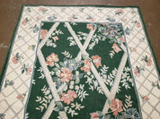 3' 6" X 5' 6" Hand Stitched Indian Wool Rug with Backing Green Beige