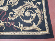 Black and Tan Aubusson Rug, 10 x 14 Aubusson Carpet, New Aubusson Rug, Elegant, Wool, Handmade Area Rug, Flatweave Rug, Large Aubusson Rug