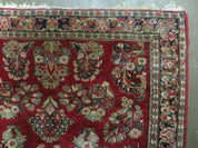 Red Persian Sarouk Rug 3x5, Antique Persian Carpet 1920s, Hand Knotted, Floral, Wool, Oriental Rug, Handmade Rug