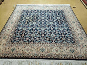 6' X 6' Gorgeous Handmade India Floral Oriental Wool Rug Square Blue Carpet Wow