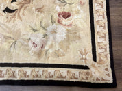 Chinese Aubusson Rug 6x9, Wool Pile, Black, Floral, Elegant